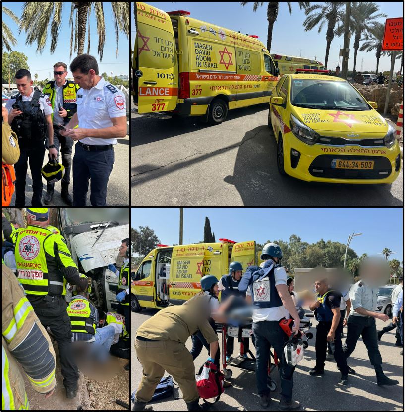 37 injured, after being struck by truck in Ramat Hasharon